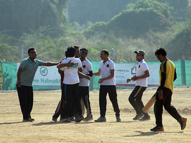 Celebrating a wicket